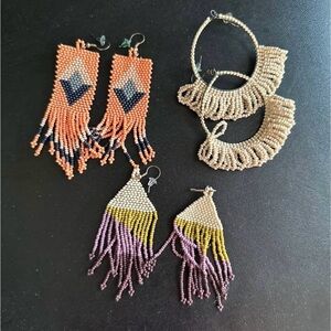 Colorful Beaded Fringe Earrings Set